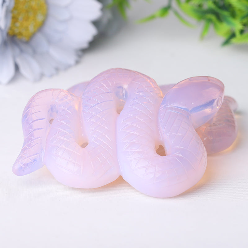 Pink Opalite Snake Crystal Carvings