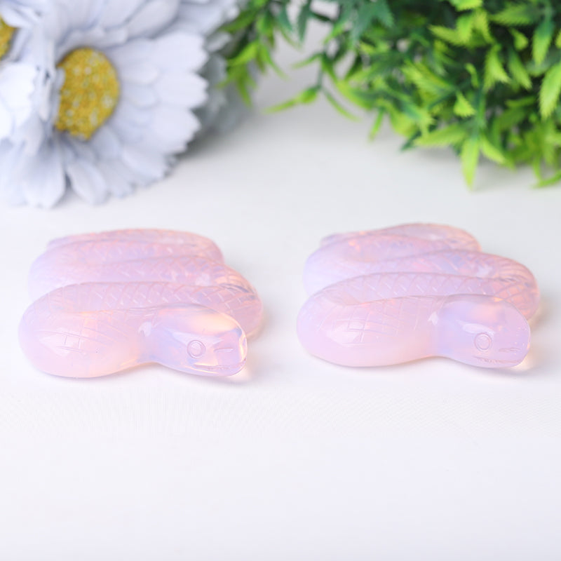 Pink Opalite Snake Crystal Carvings