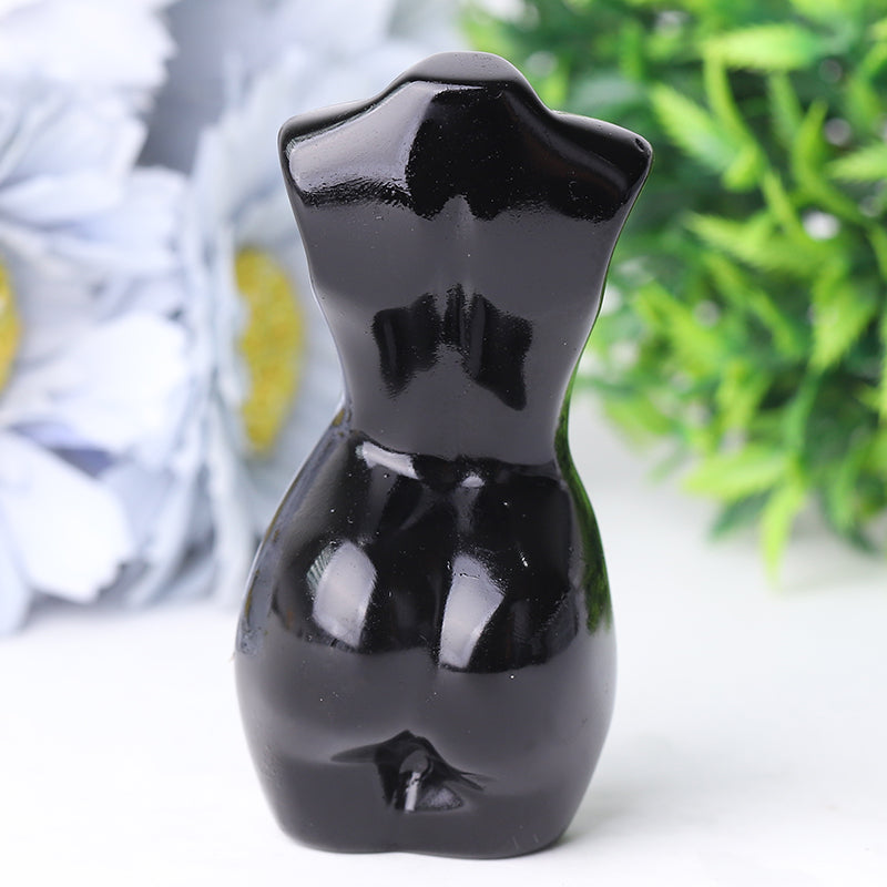 3" Black Obsidian Woman Model Body Crystal Carvings
