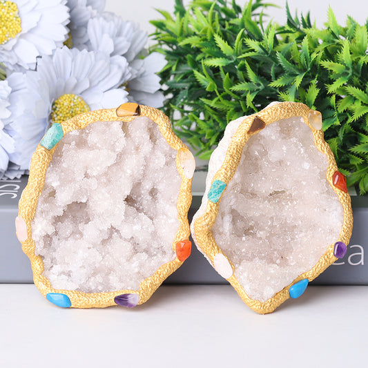 Druzy Clear Quartz Chakra Bowl Free Form