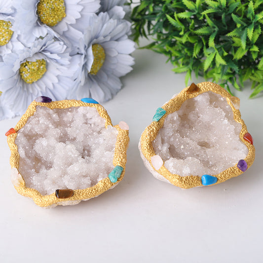 Druzy Clear Quartz Chakra Bowl Free Form