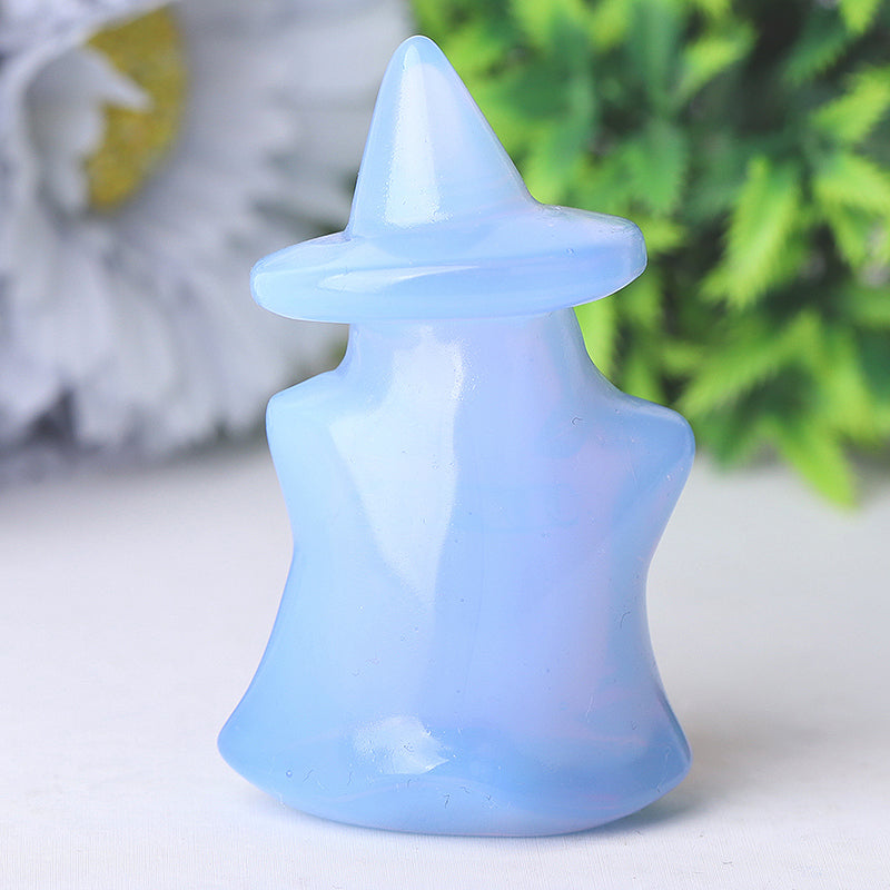 2.5" Blue Pink White Opalite Witch Crystal Carvings for Halloween