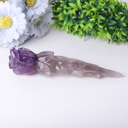 7.5" Amethyst Rose Crystal Carvings