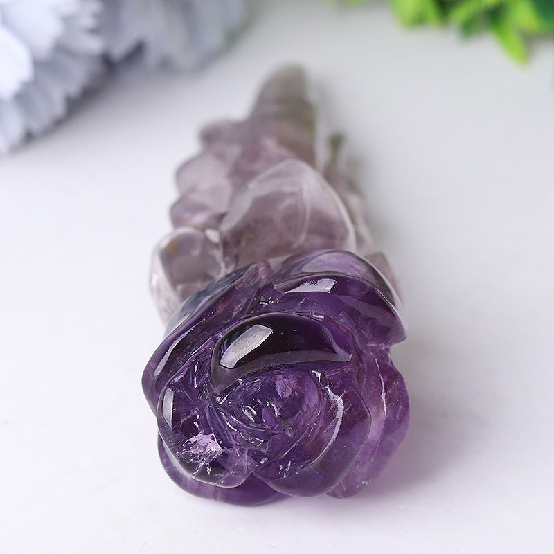 7.5" Amethyst Rose Crystal Carvings