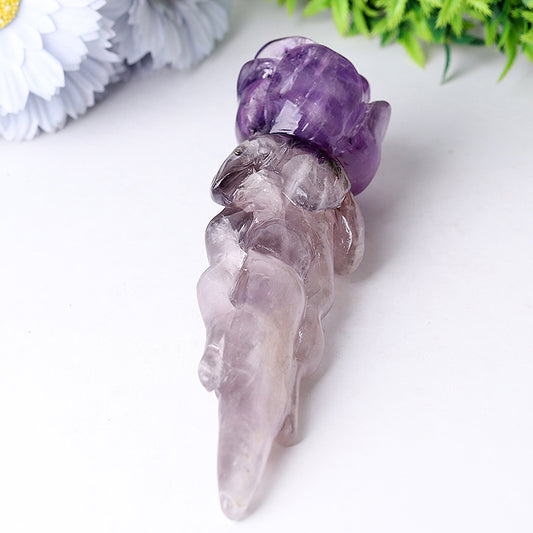 7.5" Amethyst Rose Crystal Carvings