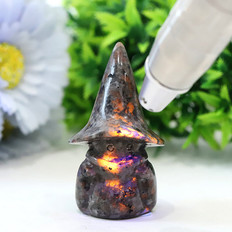 3" Yooperlite Baby Witch Wizard Crystal Carvings for Halloween