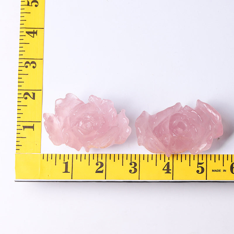 3" Rose Quartz Peony Crystal Carvings