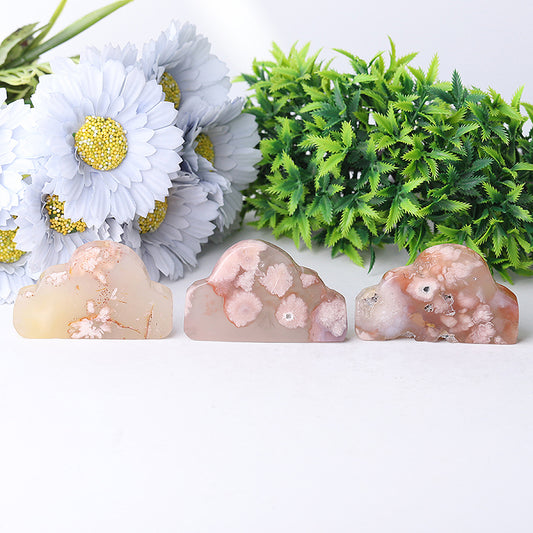 2.65" Flower Agate Cloud Crystal Carvings