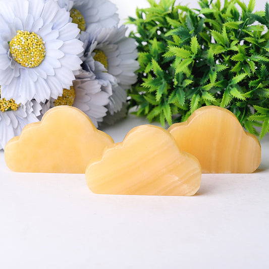 2.8" Yellow Jade  Cloud Crystal Carvings