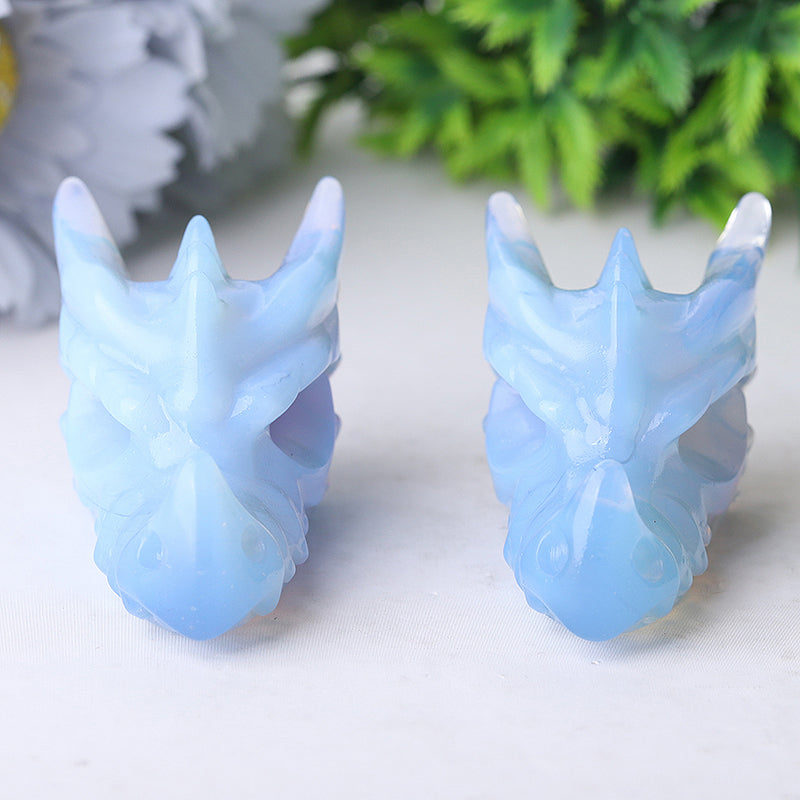 2.7" Blue Opalite Dragon Head Crystal Carvings