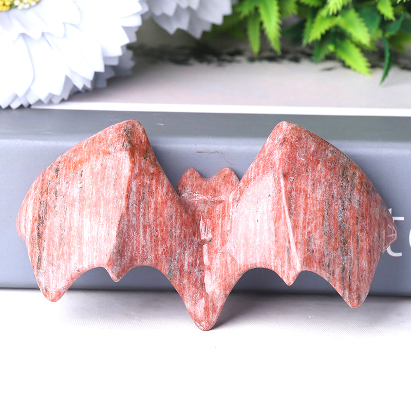 3.7" Sesame Stone Bat Crystal Carvings