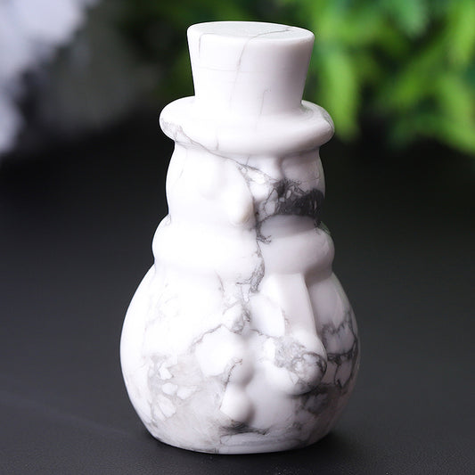 2.35" Howlite Snowman Crystal Carvings