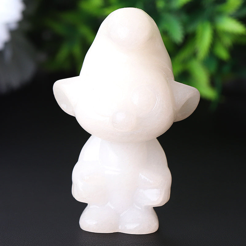 2.6" White Jade The Smurfs Crystal Carvings