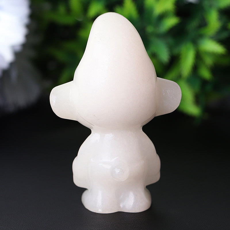 2.6" White Jade The Smurfs Crystal Carvings