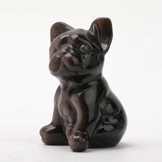 Silver Obsidian Dog Carving