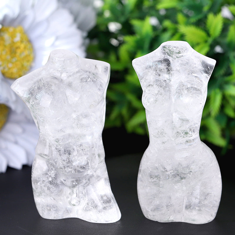 3" Clear Quartz Woman Man Model Body Crystal Carvings