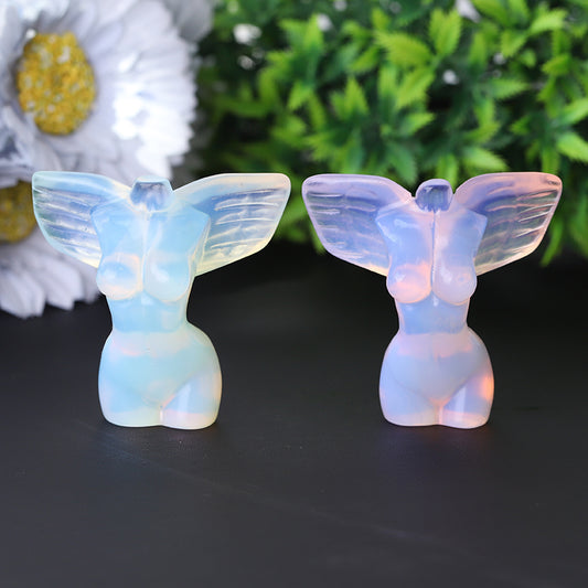 2" Woman Model Body with Wings Crystal Carvings