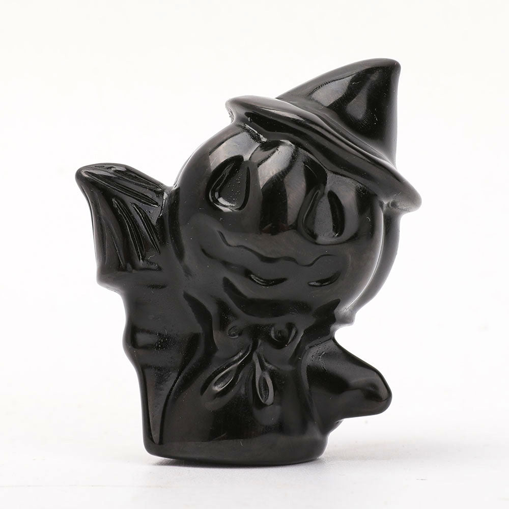 Black Obsidian Pumpkin Wizard Carvings for Halloween