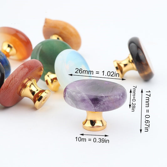 Smaller Natural Polished Crystal Stone Handles for Home Decoration