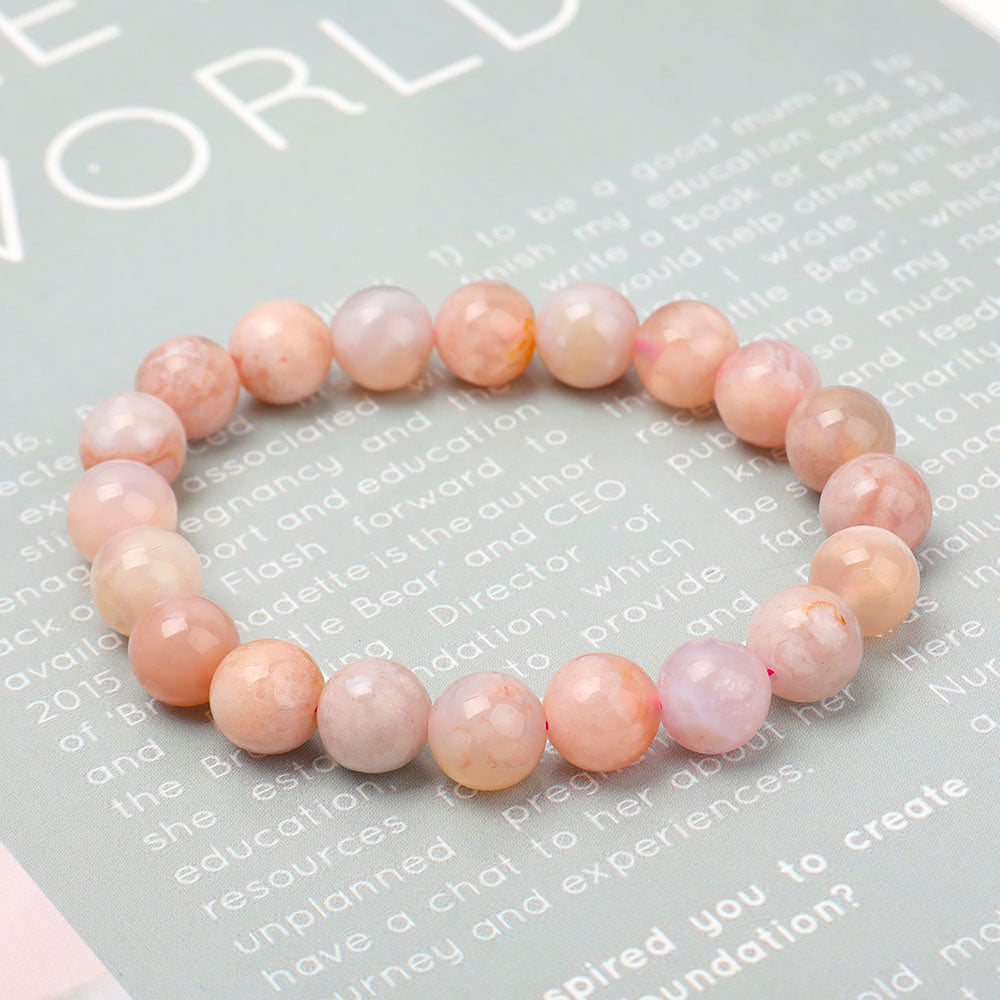 10mm Flower Agate Bracelet