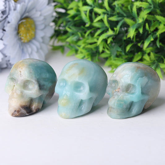 2" Sky Blue Skull Crystal Carvings