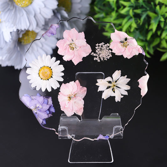 Resin Plate Coaster with Flower Decor