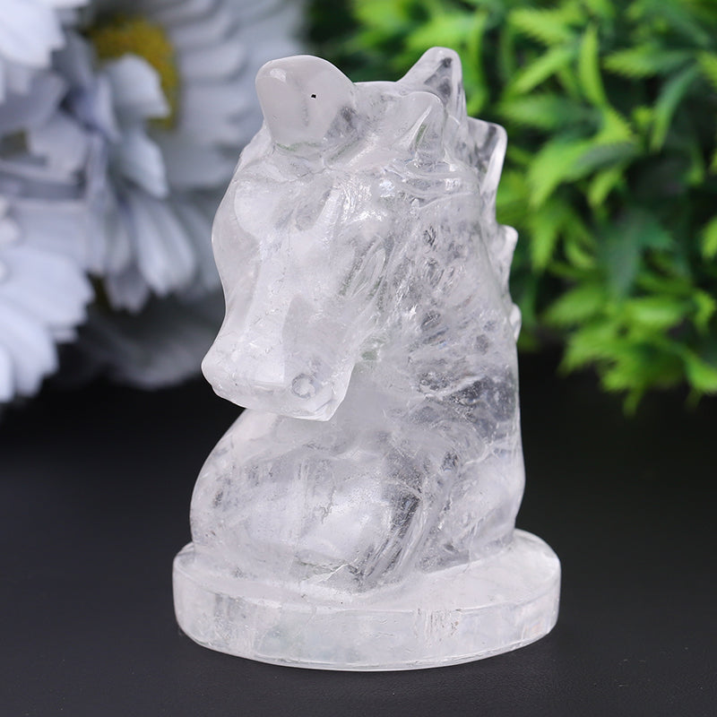 3" Clear Quartz Unicorn Crystal Carvings