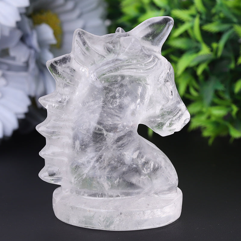 3" Clear Quartz Unicorn Crystal Carvings