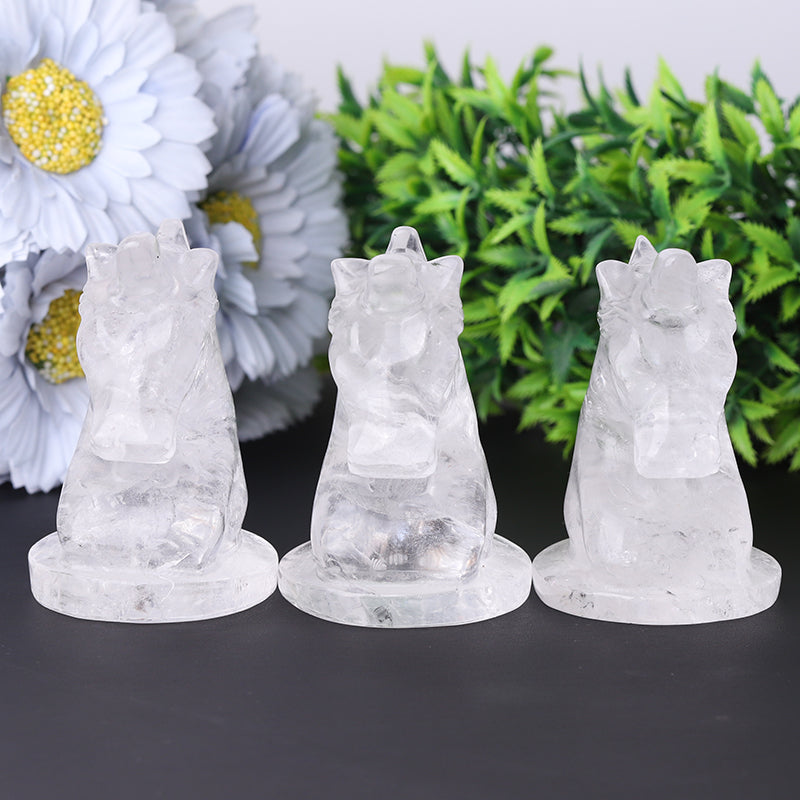 3" Clear Quartz Unicorn Crystal Carvings