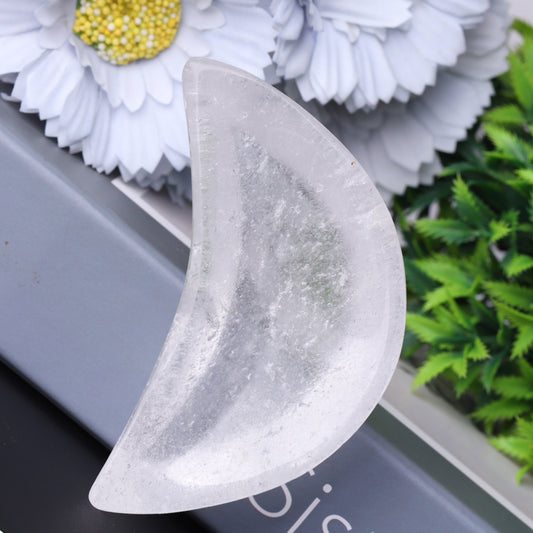 3.5" Clear Quartz Moon Shape Bowl Crystal Carvings