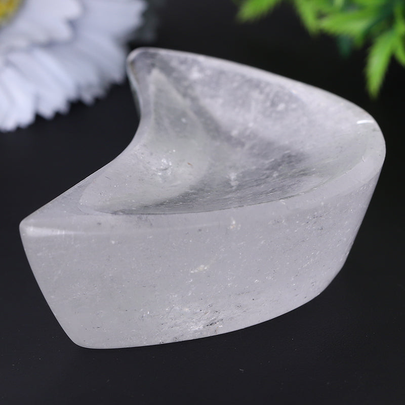 3.5" Clear Quartz Moon Shape Bowl Crystal Carvings