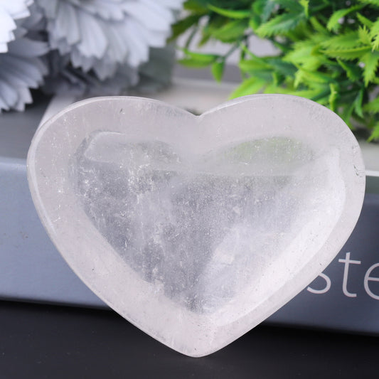 3.5" Clear Quartz Heart Shape Bowl Crystal Carvings