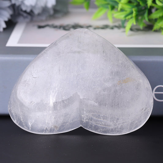 3.5" Clear Quartz Heart Shape Bowl Crystal Carvings