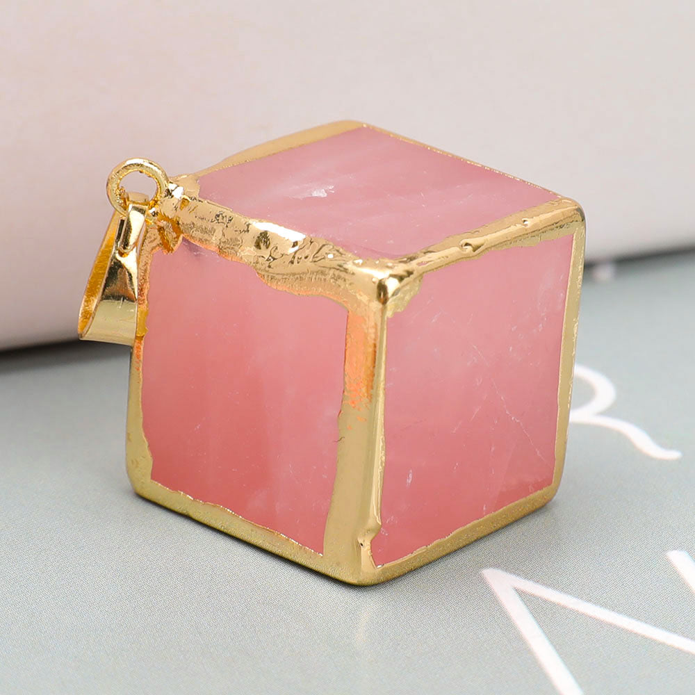 Rose Quartz Cube Pendant