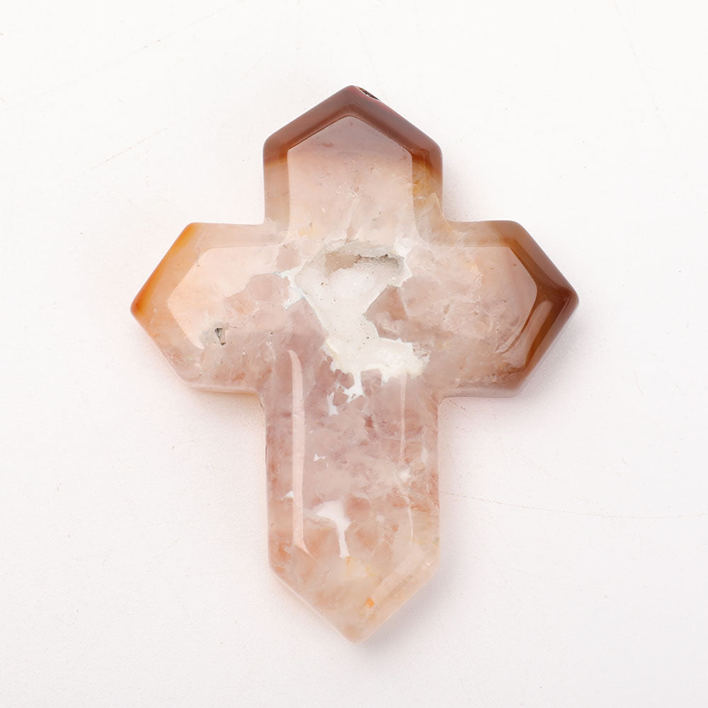 Hand Carved Druzy Agate Cross