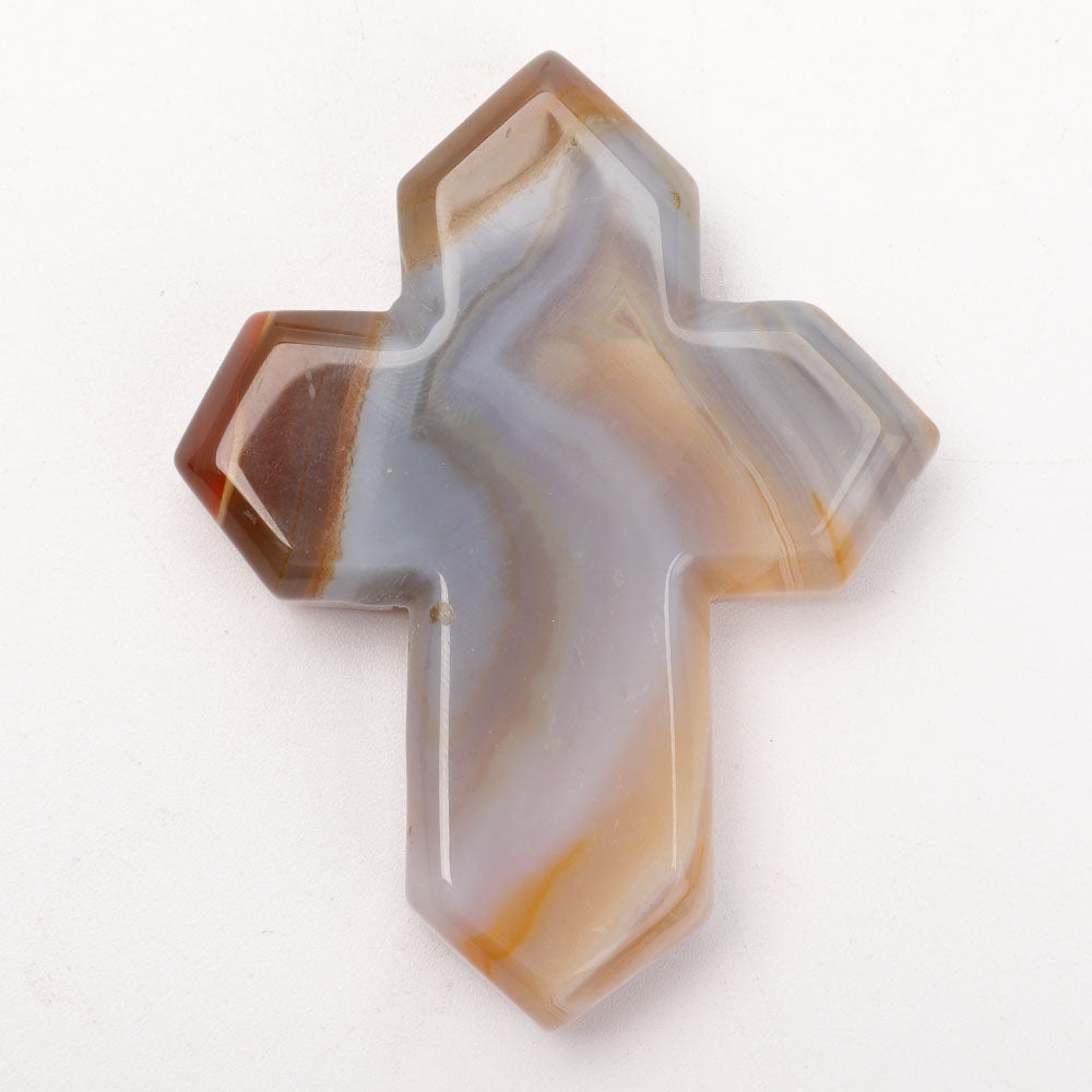 Hand Carved Druzy Agate Cross
