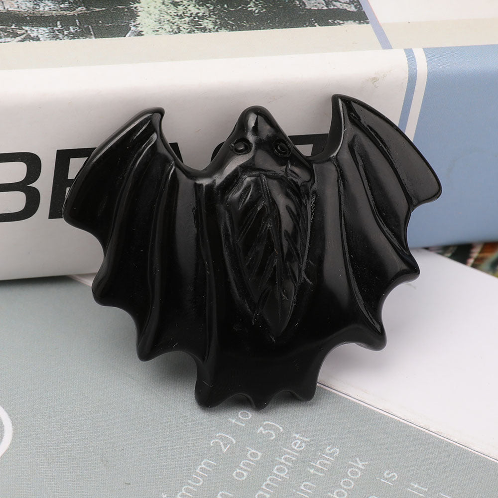 DISCOUNT Black Obsidian Bat Carvings For Halloween