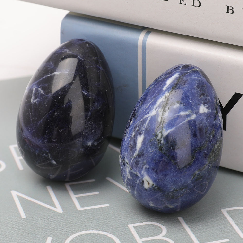 Set of 2 Sodalite Egg Shape Palm Stones