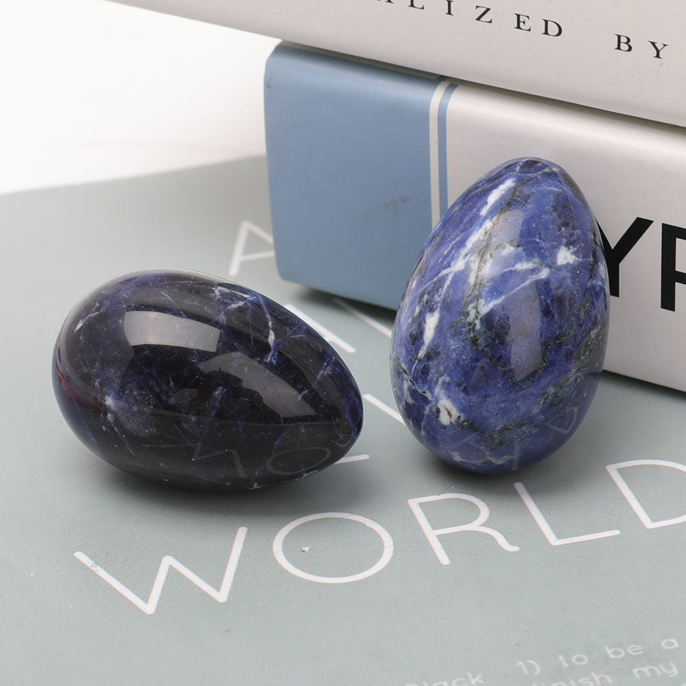 Set of 2 Sodalite Egg Shape Palm Stones