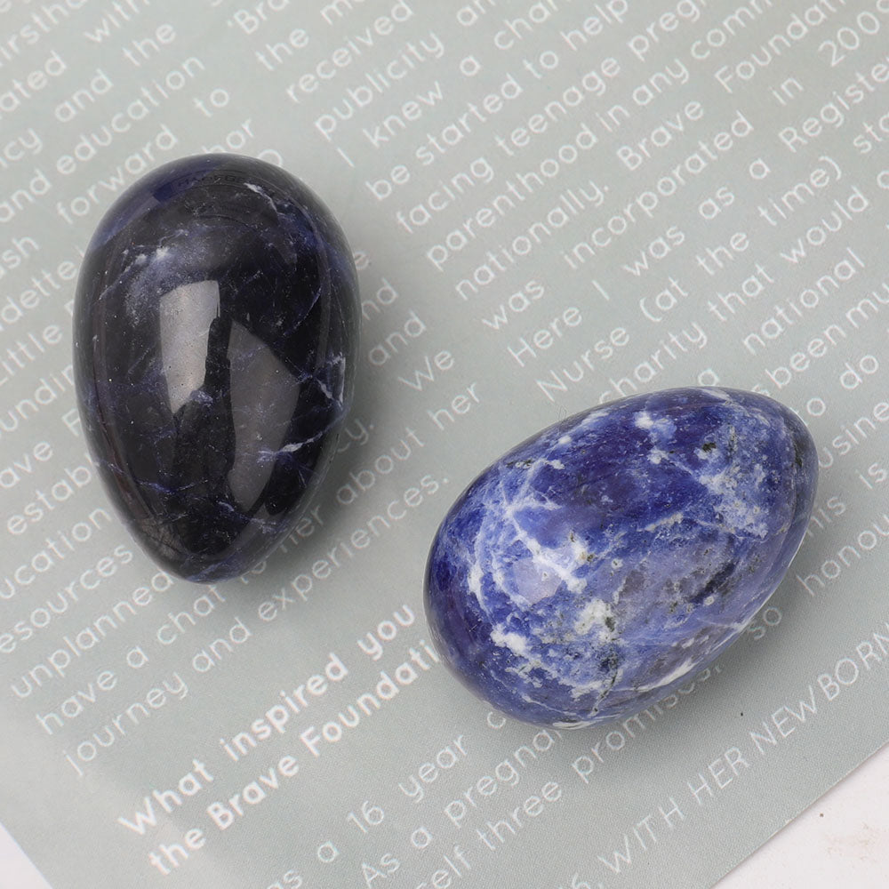 Set of 2 Sodalite Egg Shape Palm Stones