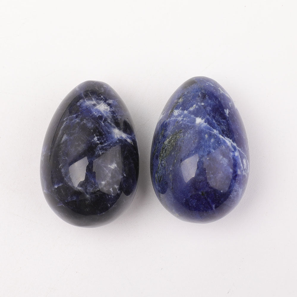 Set of 2 Sodalite Egg Shape Palm Stones