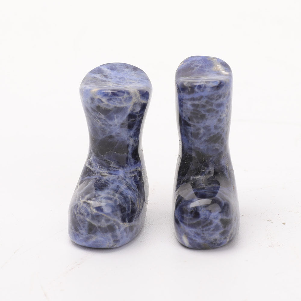 1.5" Set of 2 Sodalite Christmas Boots Carvings