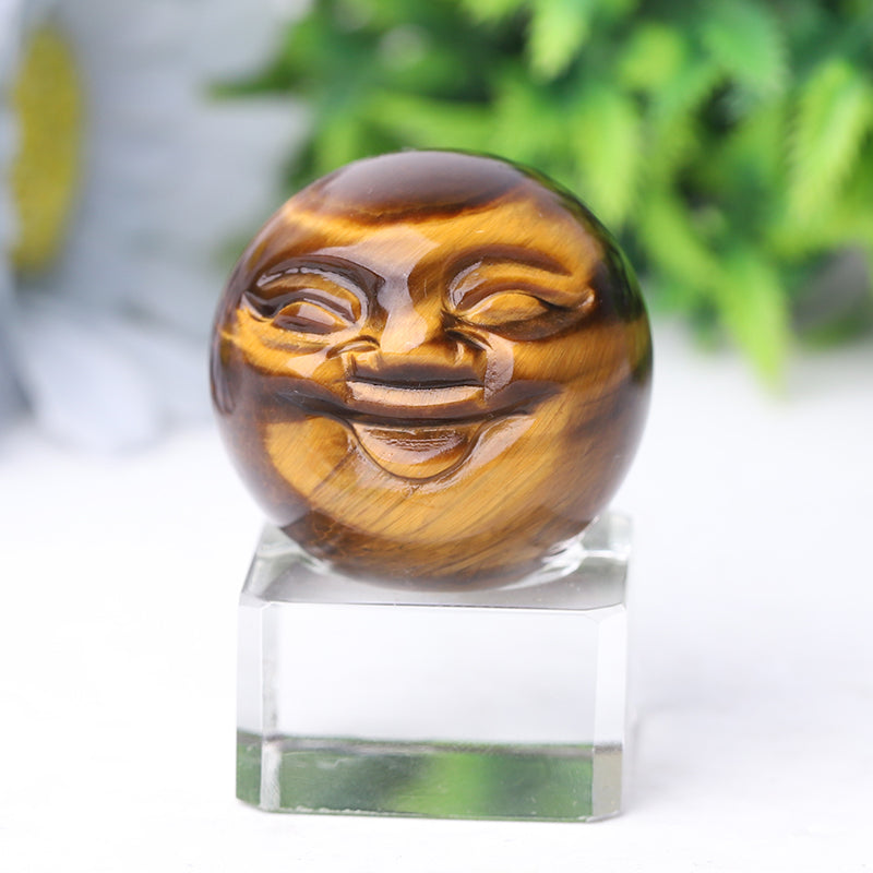 1.35" Smile Face Crystal Carvings