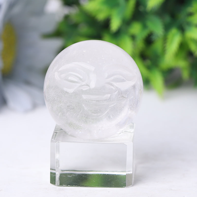 1.35" Smile Face Crystal Carvings