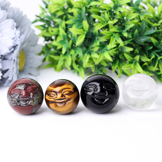 1.35" Smile Face Crystal Carvings