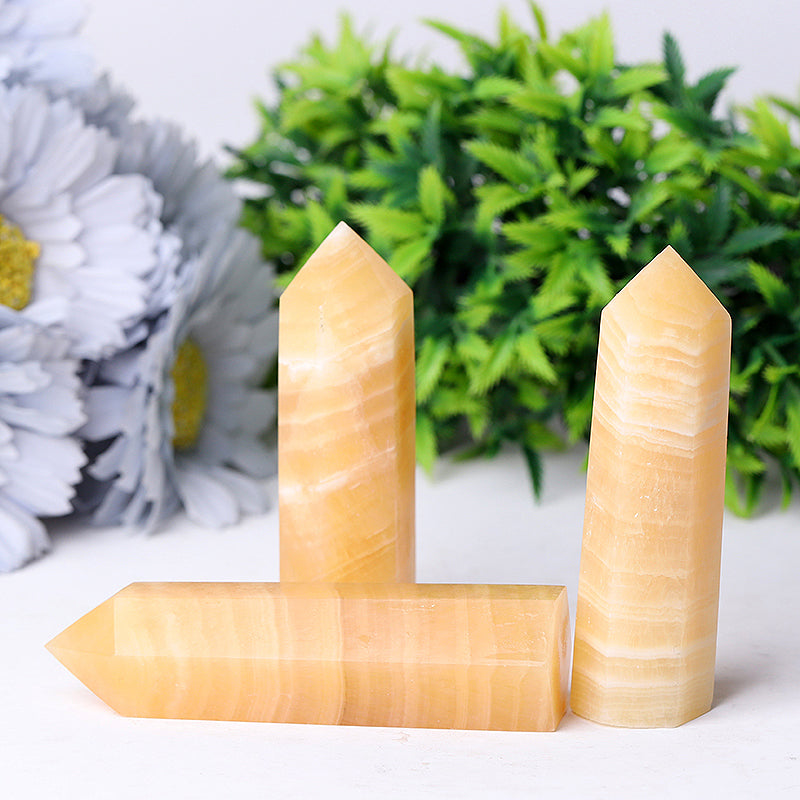 Set of 3 Honey Calcite Points