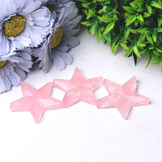 2" Rose Quartz Star Crystal Carvings