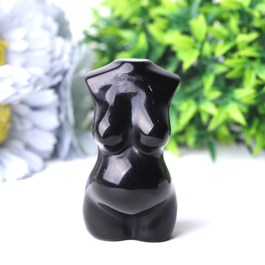 3" Black Obsidian Pregnant Woman Body Crystal Carvings