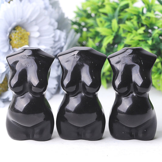 3" Black Obsidian Pregnant Woman Body Crystal Carvings