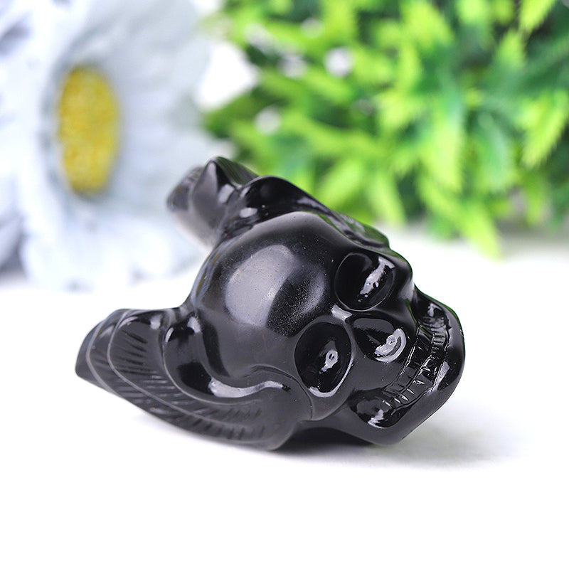 2" Black Obsidian Skull Crystal Carvings